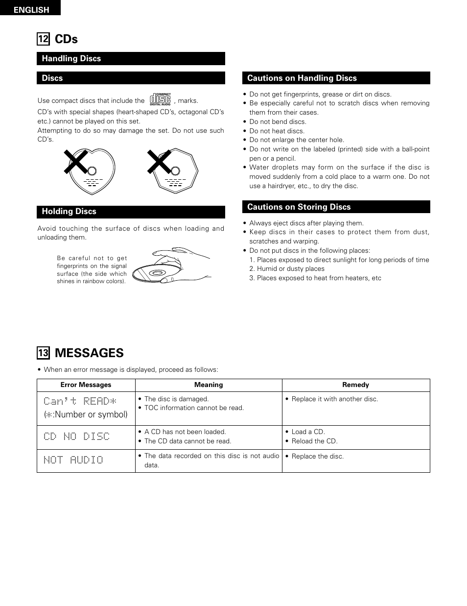 Messages | Denon D-A03 User Manual | Page 36 / 110