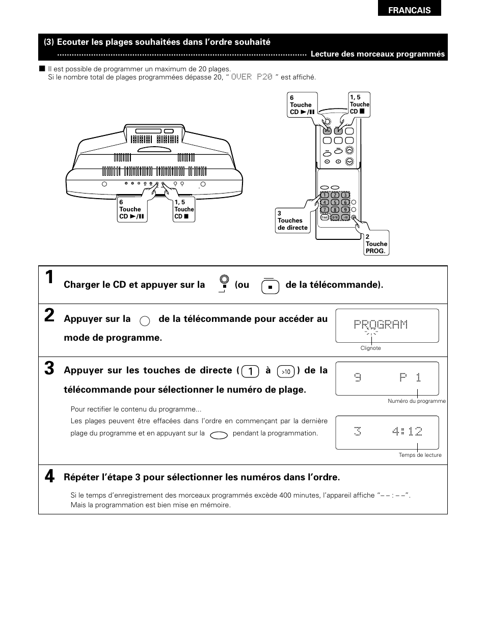 Program, 9p 1, Francais | Denon D-A03 User Manual | Page 59 / 110