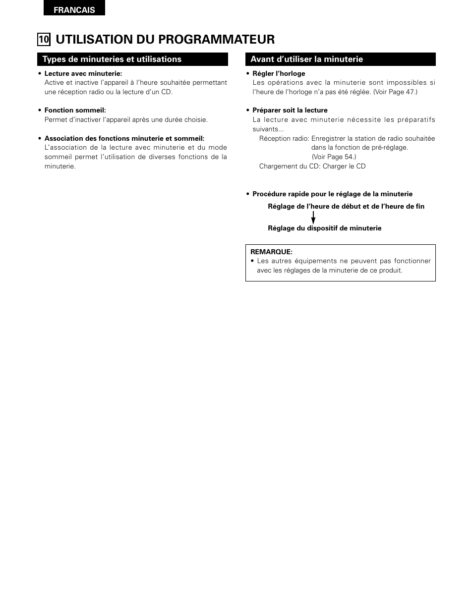 Utilisation du programmateur | Denon D-A03 User Manual | Page 62 / 110