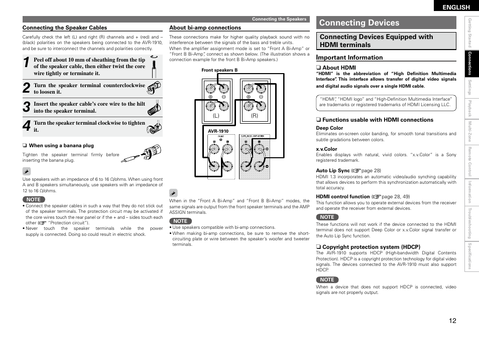 Connecting devices | Denon AVR-1910 User Manual | Page 15 / 72