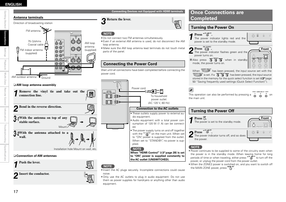 Once connections are completed | Denon AVR-1910 User Manual | Page 20 / 72