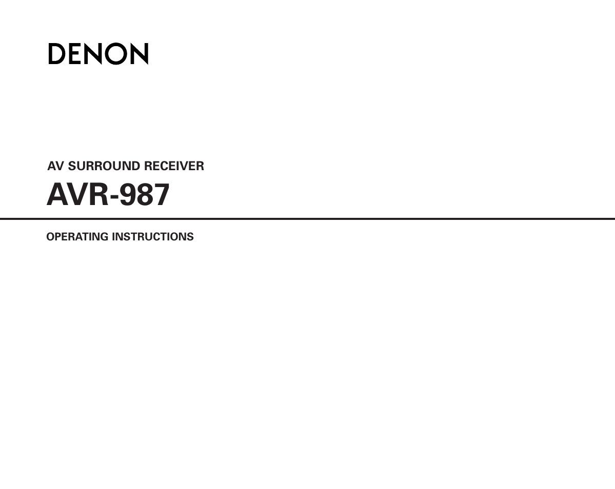 Denon AVR-987 User Manual | 80 pages