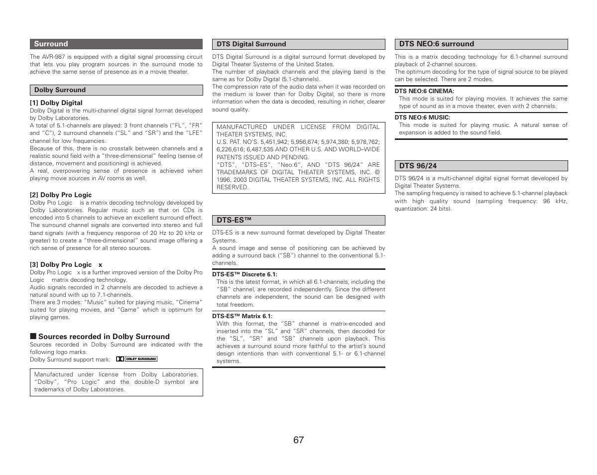 Denon AVR-987 User Manual | Page 71 / 80