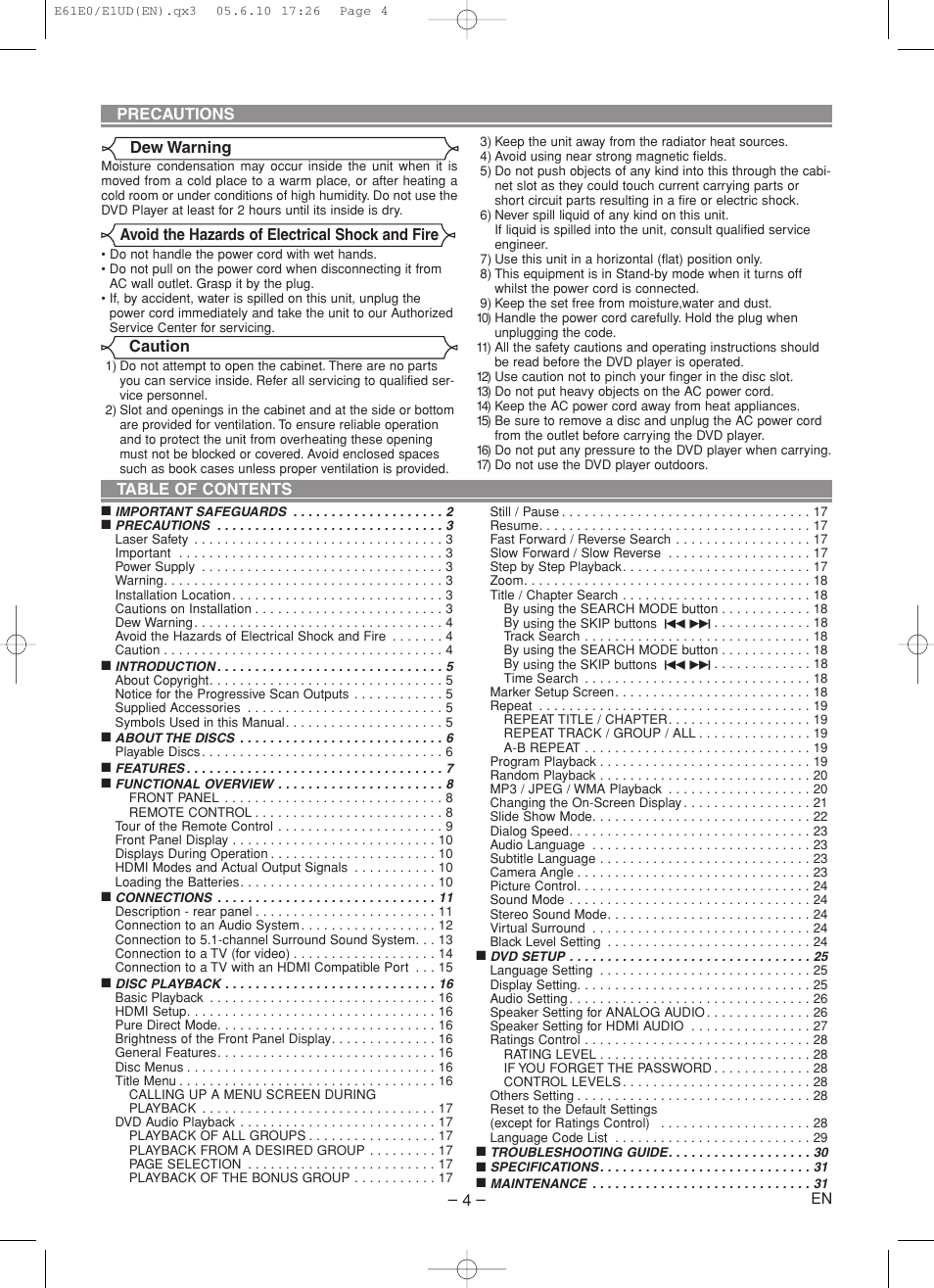 Denon DVD-1920 User Manual | Page 4 / 62