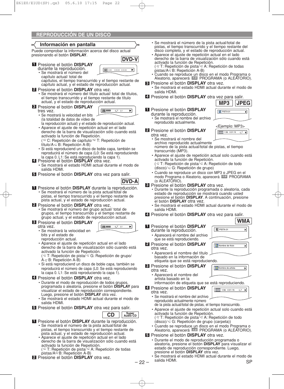 Dvd-v, Jpeg mp3, Dvd-a | Denon DVD-1920 User Manual | Page 52 / 62