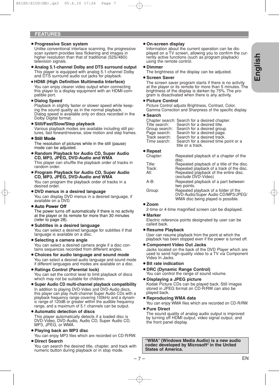English | Denon DVD-1920 User Manual | Page 7 / 62