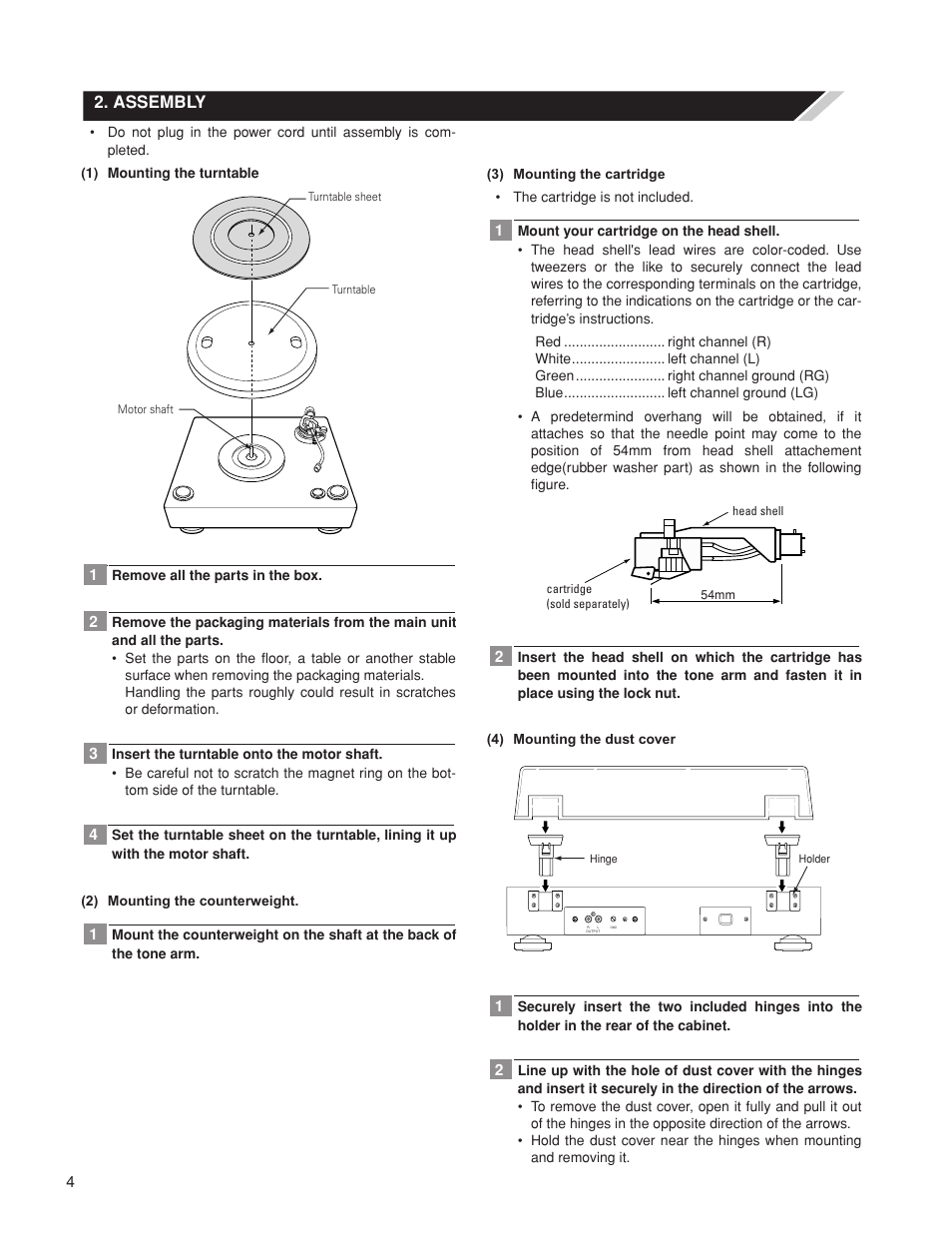 Assembly | Denon DP-500M User Manual | Page 4 / 8