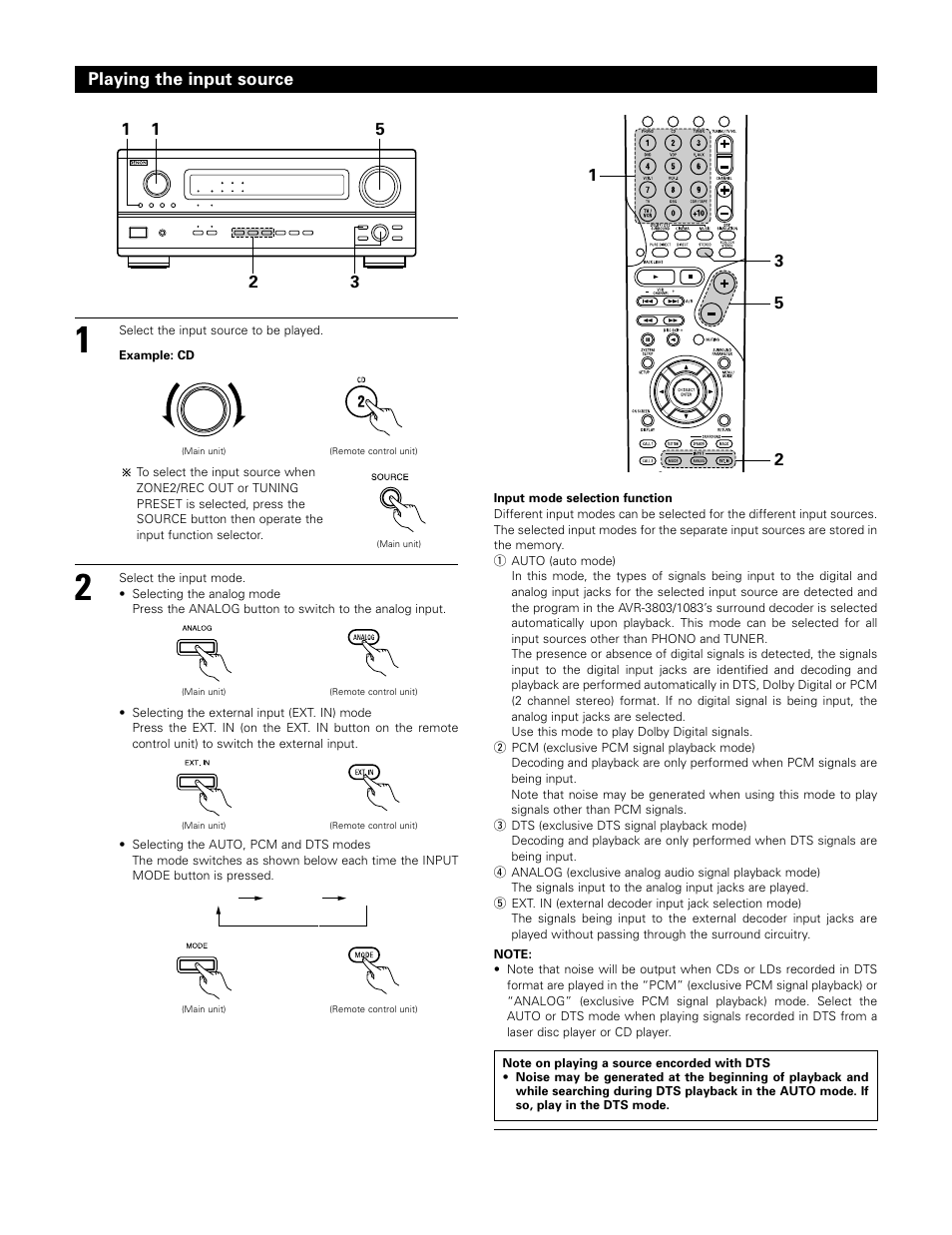 15 2 3 playing the input source | Denon 1083 User Manual | Page 48 / 84