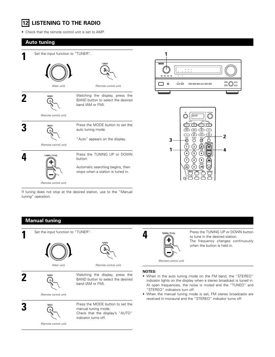 Listening to the radio | Denon 1083 User Manual | Page 68 / 84