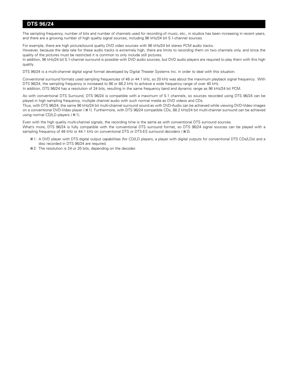 Dts 96/24 | Denon 1083 User Manual | Page 79 / 84
