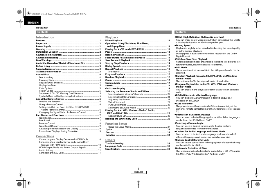 Denon DVD-2500BTCi User Manual | Page 4 / 40