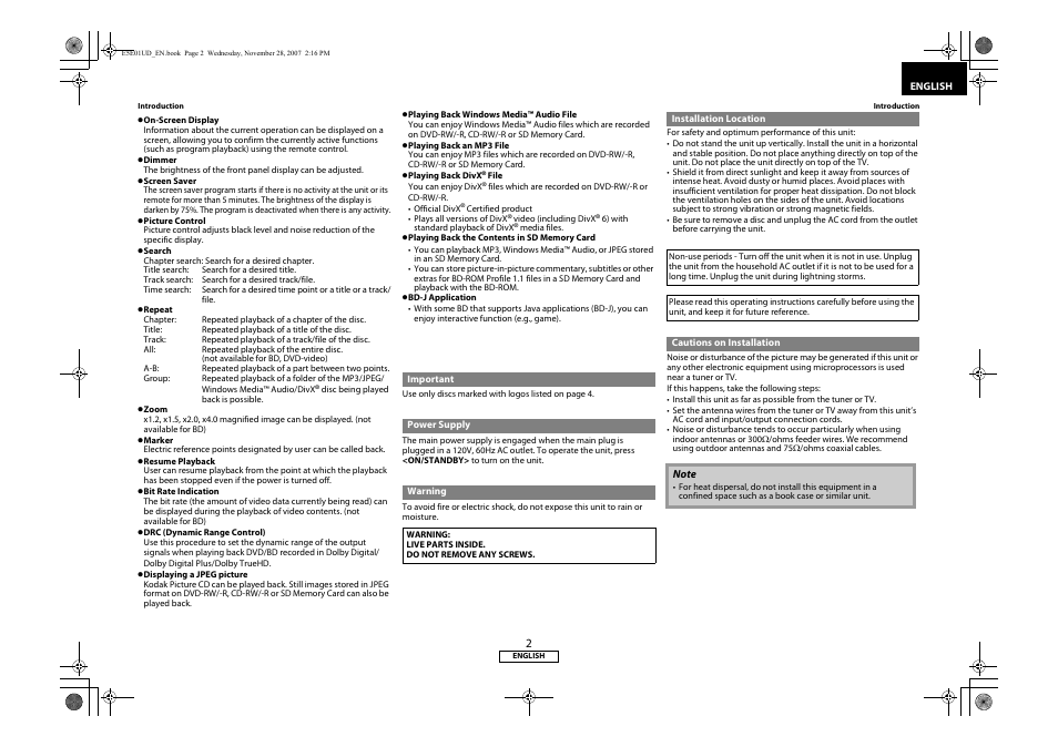 Denon DVD-2500BTCi User Manual | Page 5 / 40