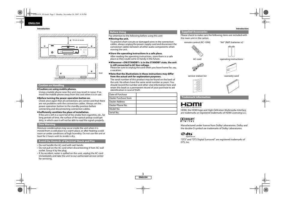 Denon DVD-2500BTCi User Manual | Page 6 / 40