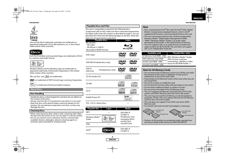 About discs | Denon DVD-2500BTCi User Manual | Page 7 / 40