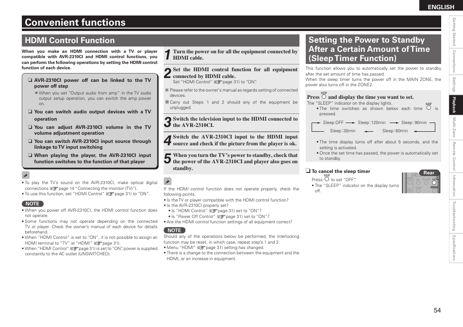 Convenient functions | Denon AVR-2310CI User Manual | Page 57 / 78