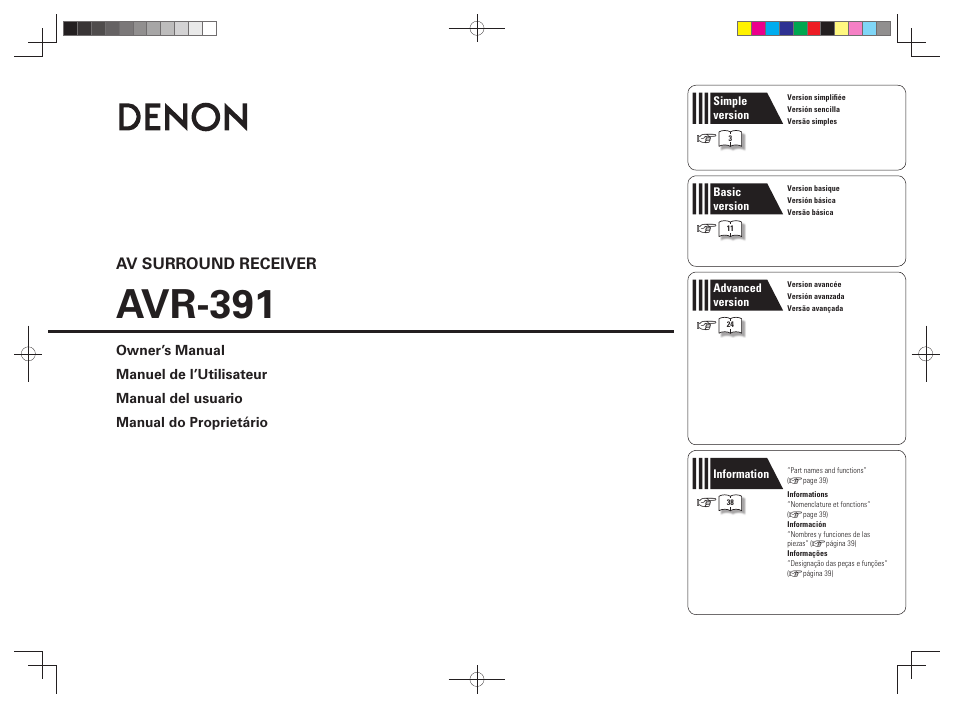 Denon AVR-391 User Manual | 68 pages