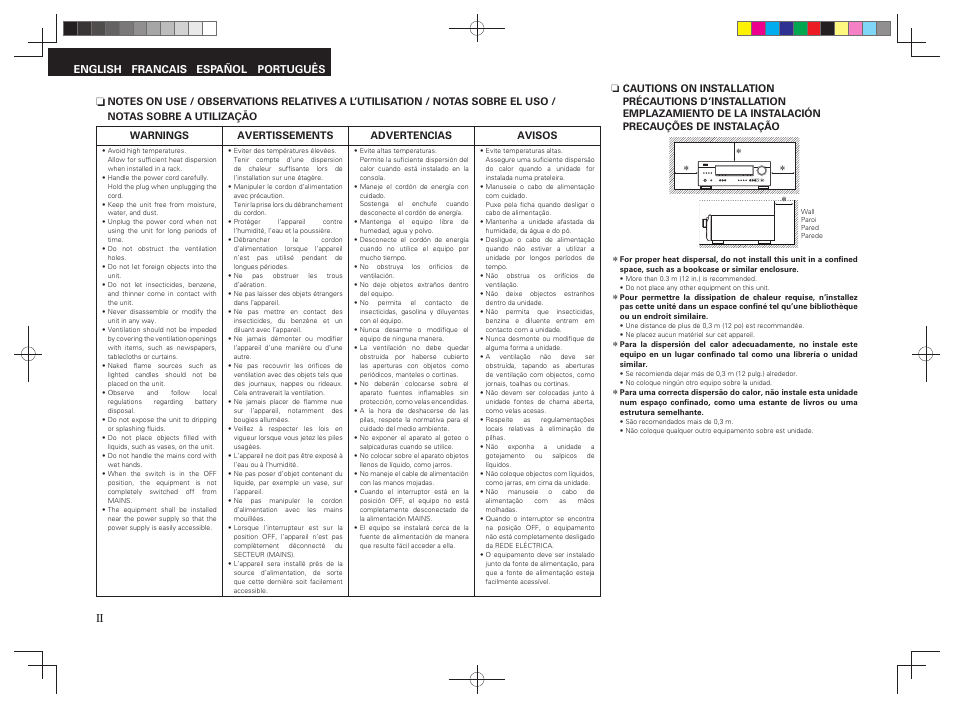 Español english francais português | Denon AVR-391 User Manual | Page 3 / 68