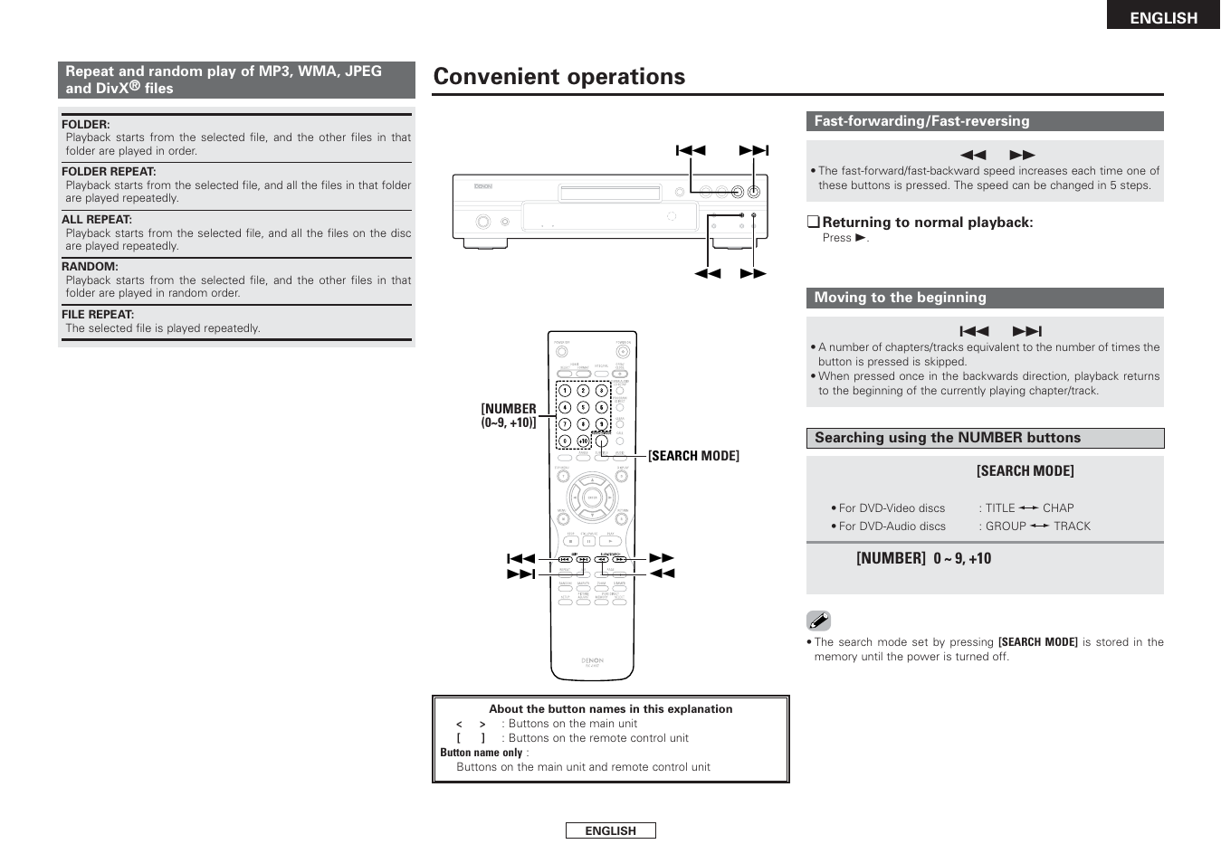 Convenient operations | Denon DVD-2930CI User Manual | Page 43 / 52