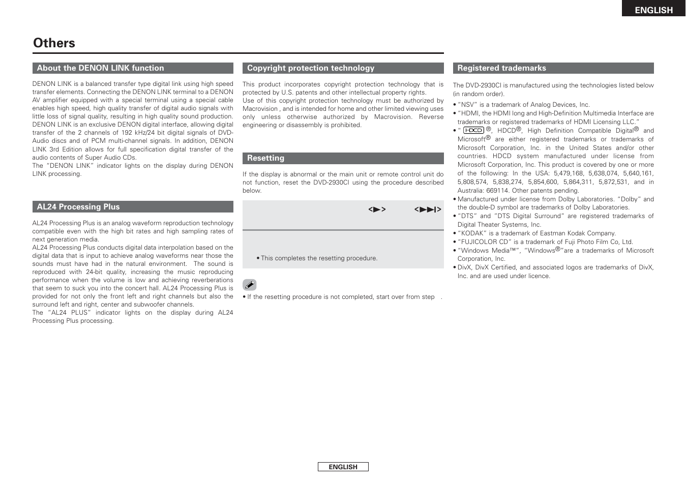 Others | Denon DVD-2930CI User Manual | Page 49 / 52