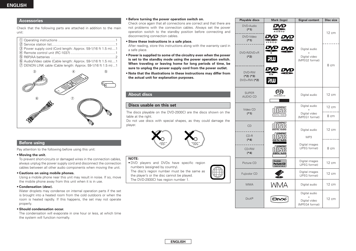 Denon DVD-2930CI User Manual | Page 6 / 52