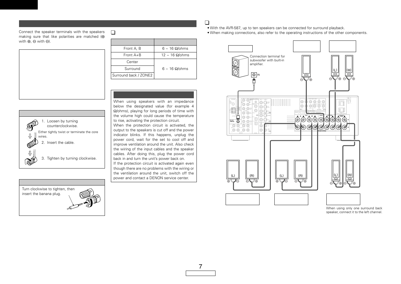 English | Denon AVR-587 User Manual | Page 10 / 60