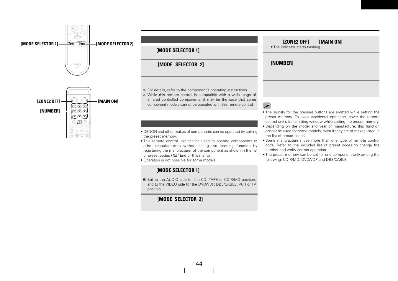 Operating the remote control unit | Denon AVR-587 User Manual | Page 47 / 60