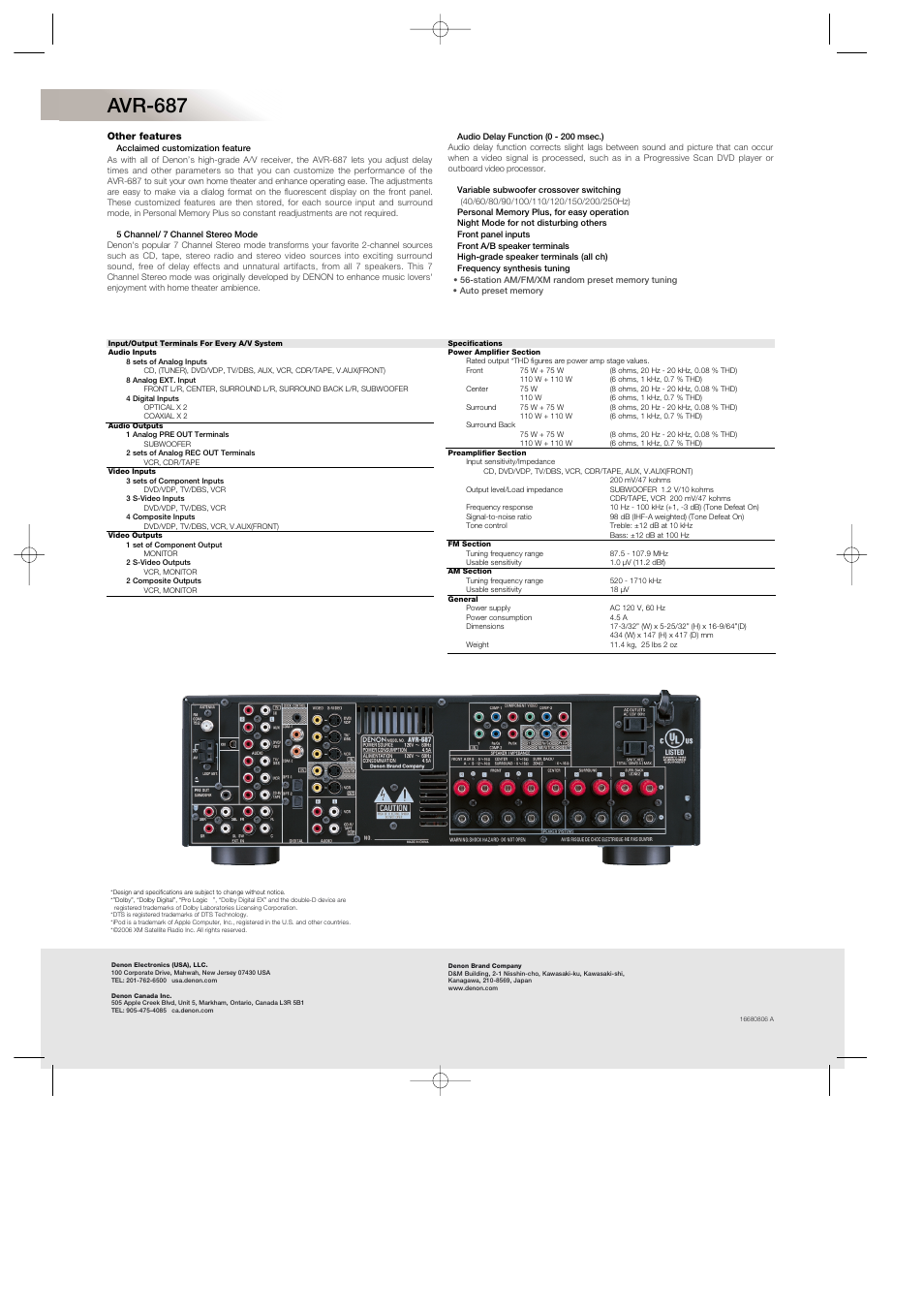 Avr-687 | Denon AVR-687 User Manual | Page 2 / 2