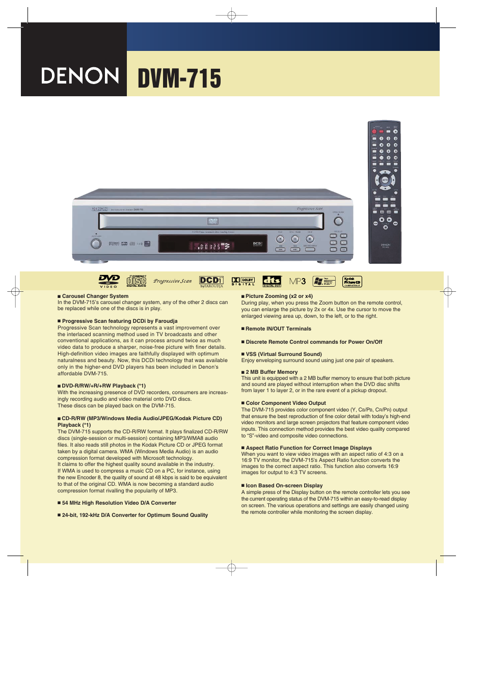 Denon DVM-715S User Manual | 2 pages