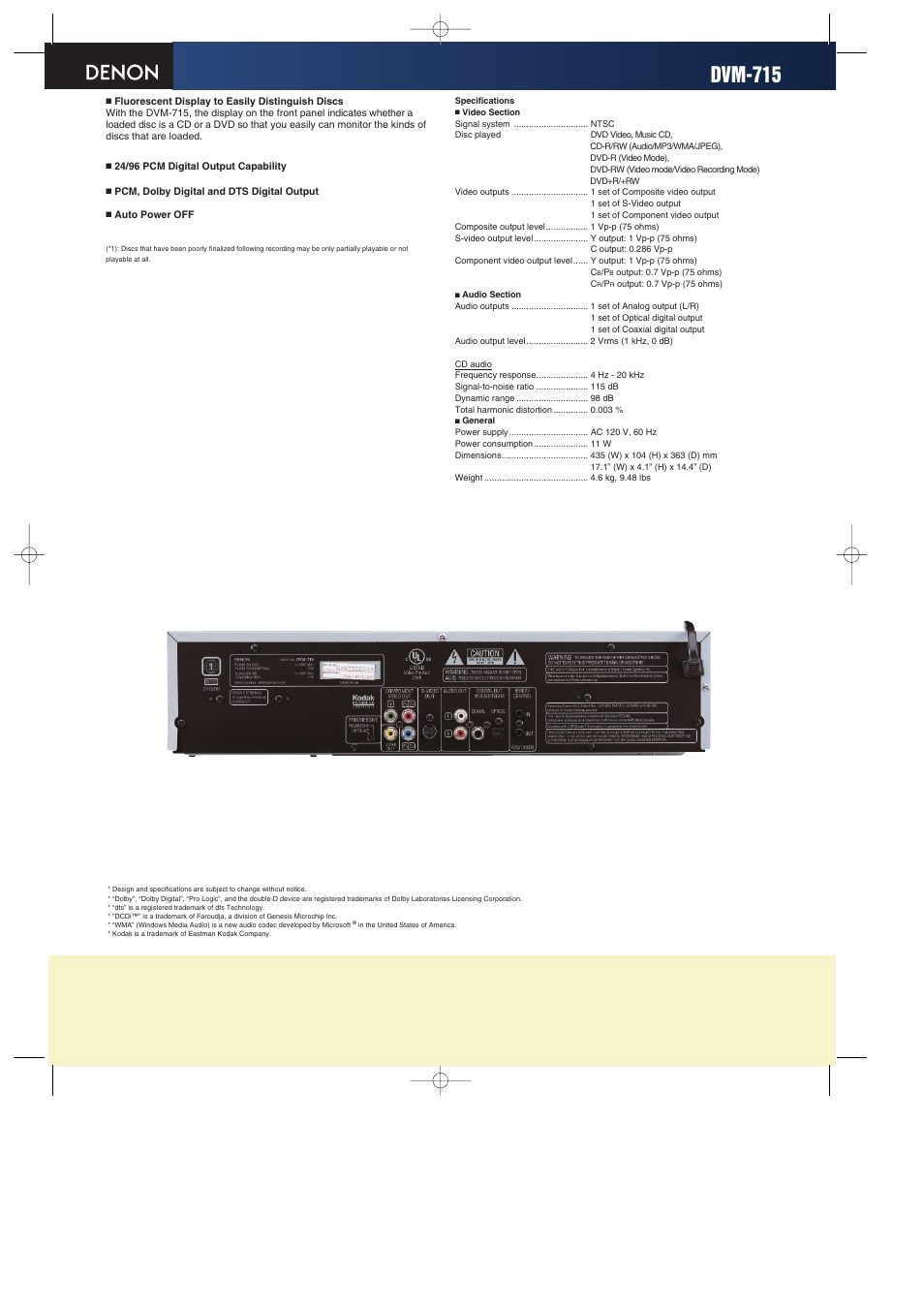 Dvm-715 | Denon DVM-715S User Manual | Page 2 / 2
