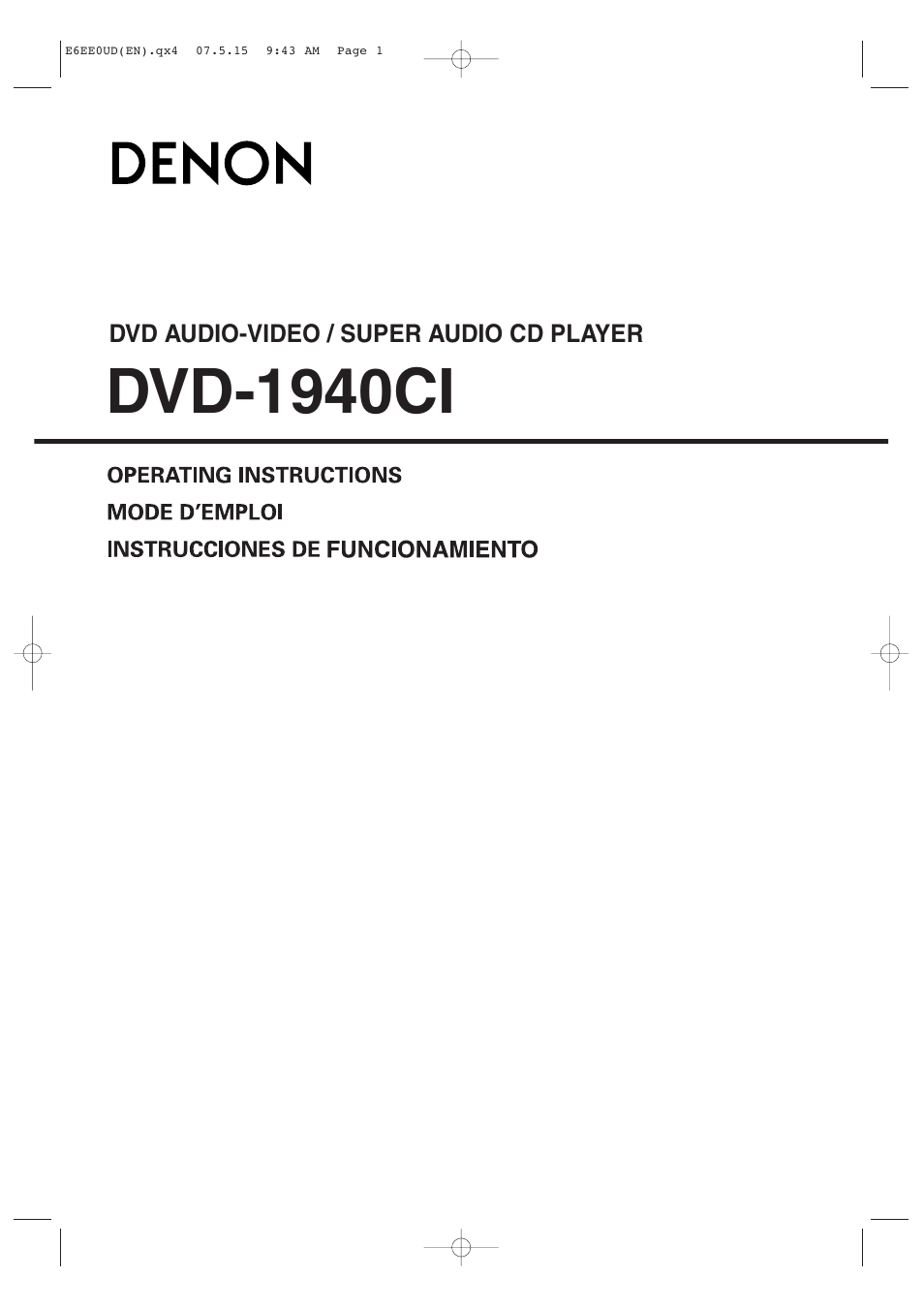 Denon DVD-1940CI User Manual | 36 pages