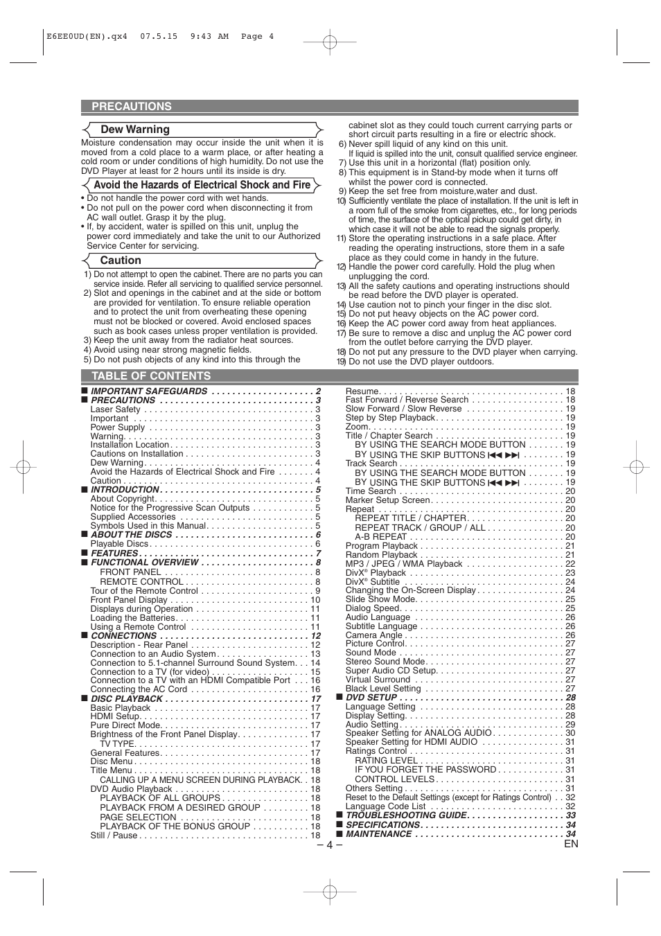 Denon DVD-1940CI User Manual | Page 4 / 36
