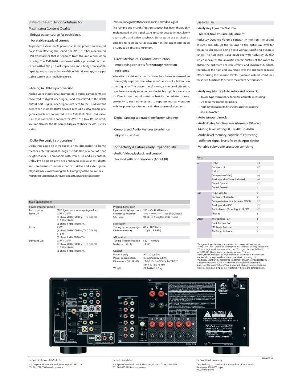 Denon AVR 1610 User Manual | Page 2 / 2