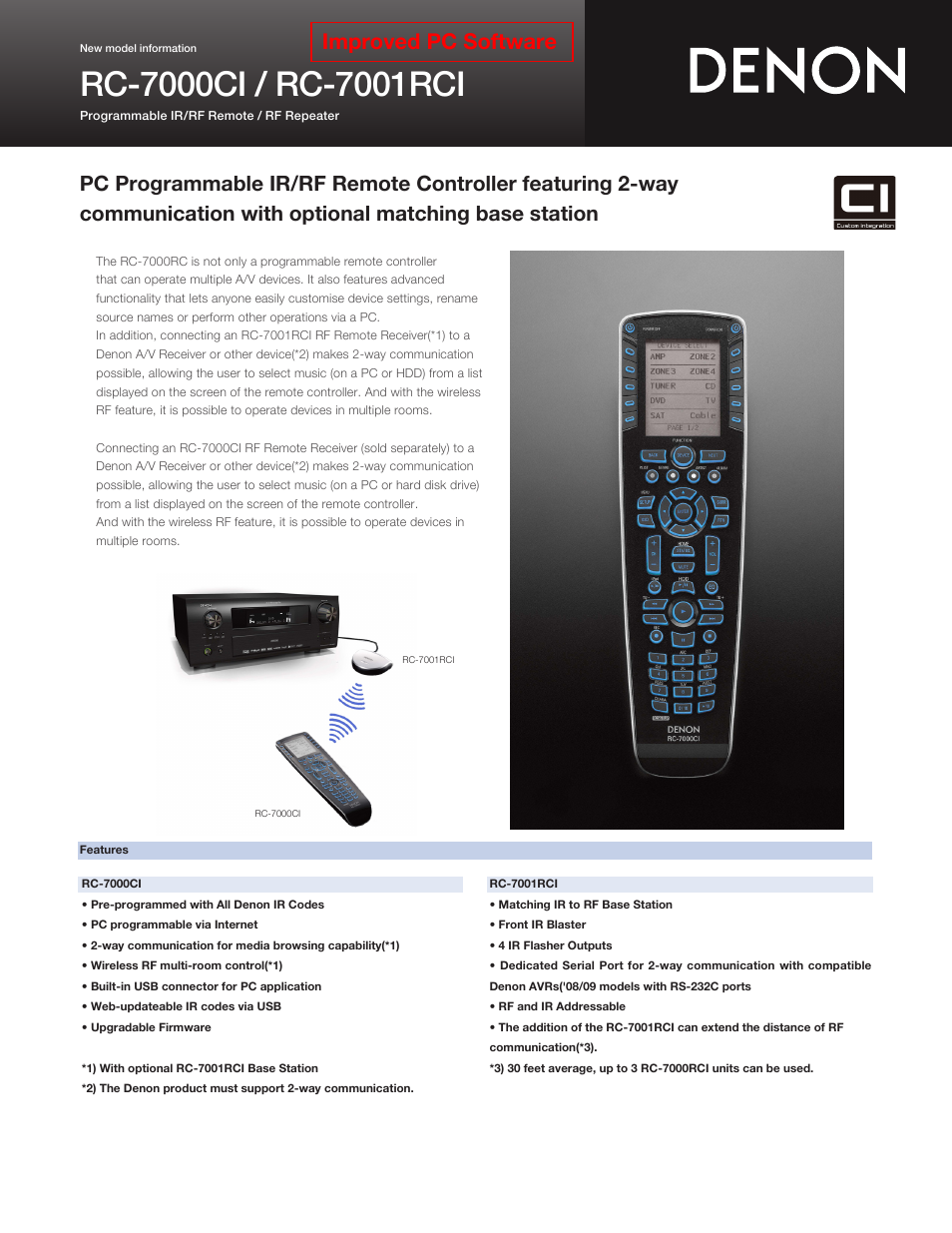 Denon RC-7000CI User Manual | 2 pages