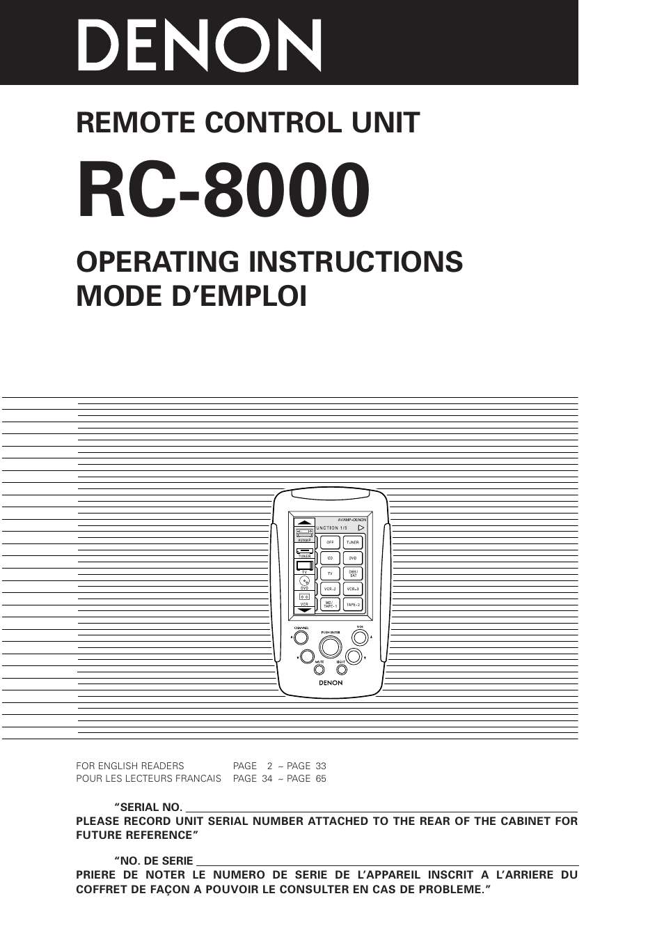 Denon RC-8000 User Manual | 39 pages