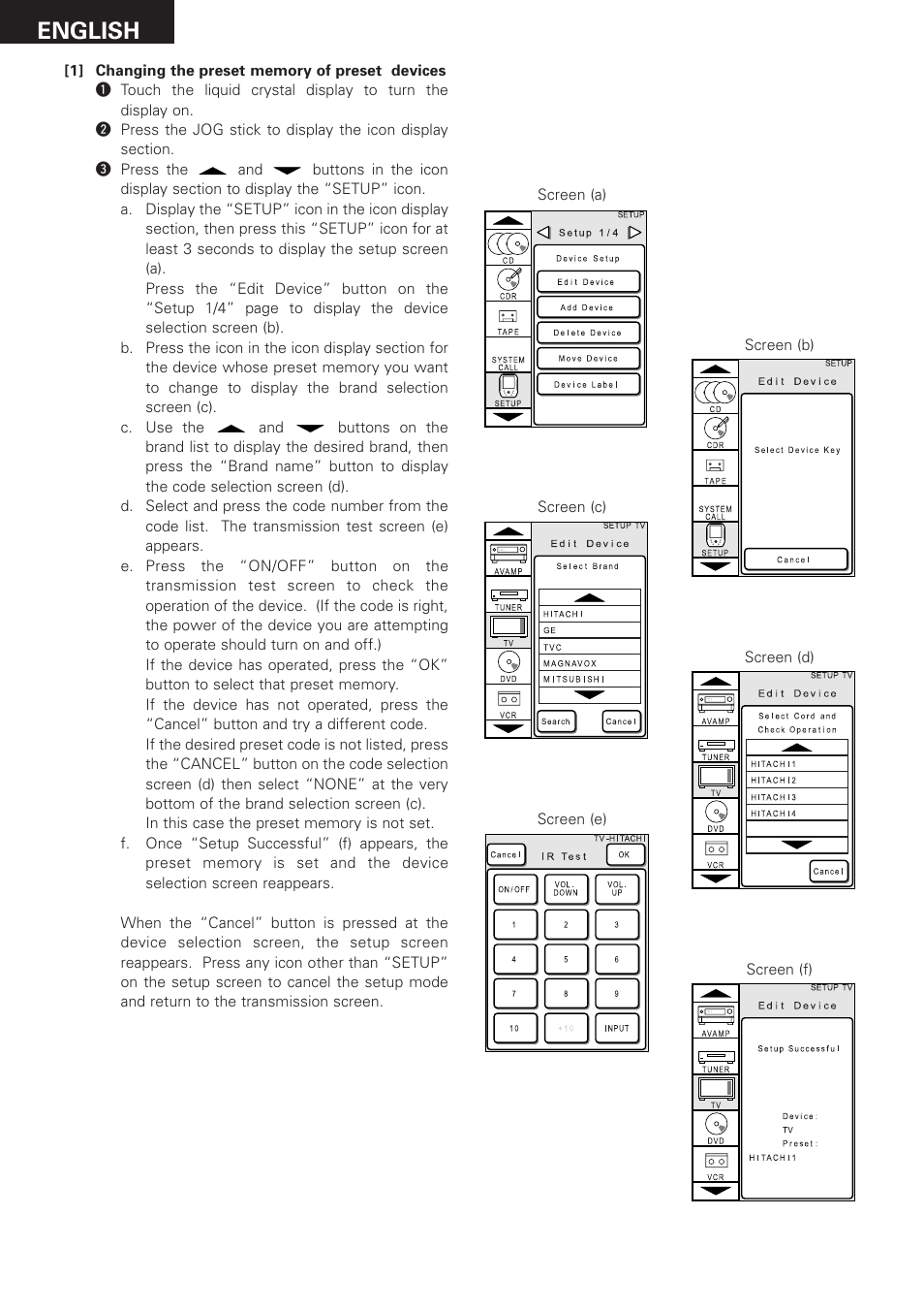 English | Denon RC-8000 User Manual | Page 12 / 39