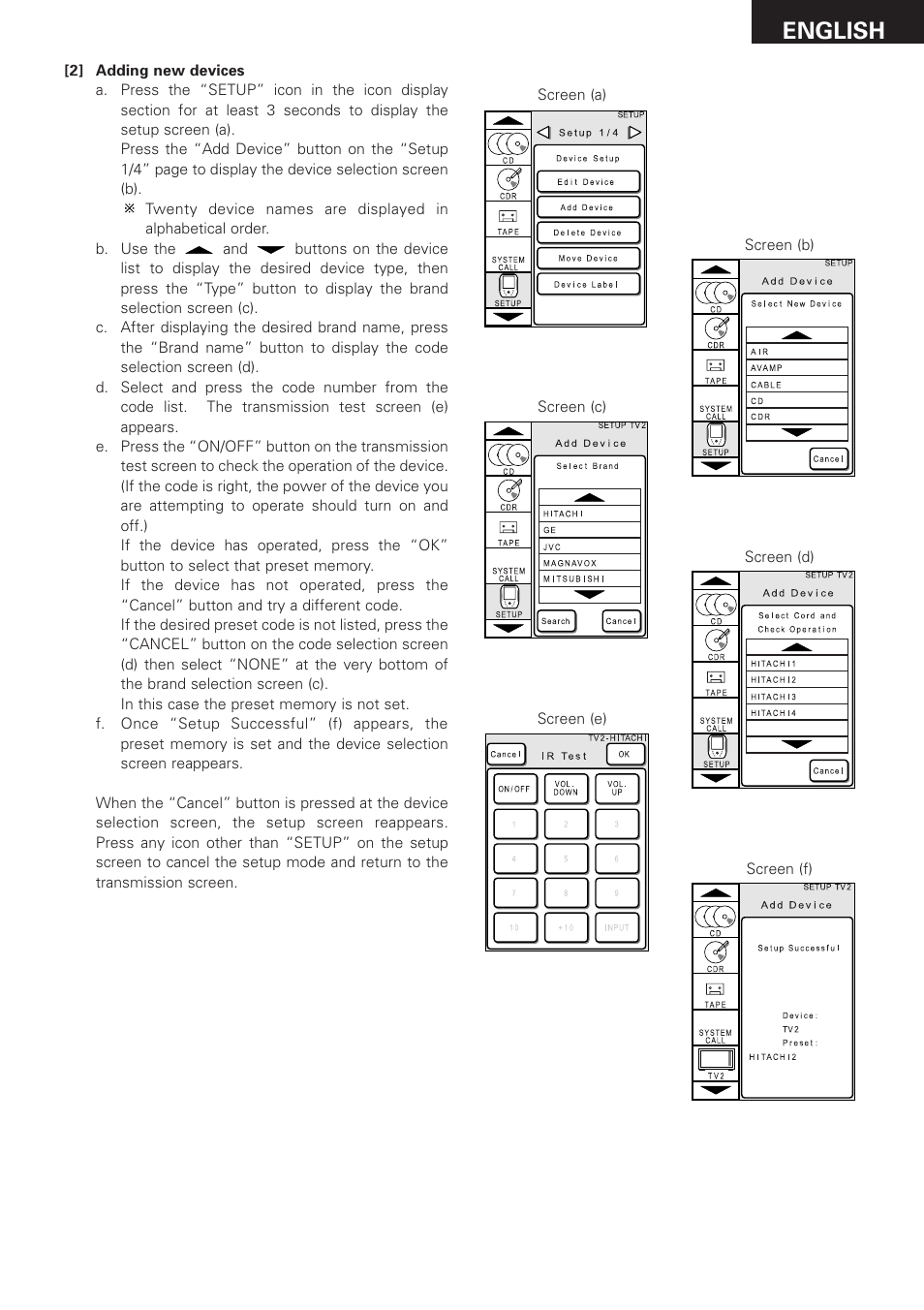English | Denon RC-8000 User Manual | Page 13 / 39