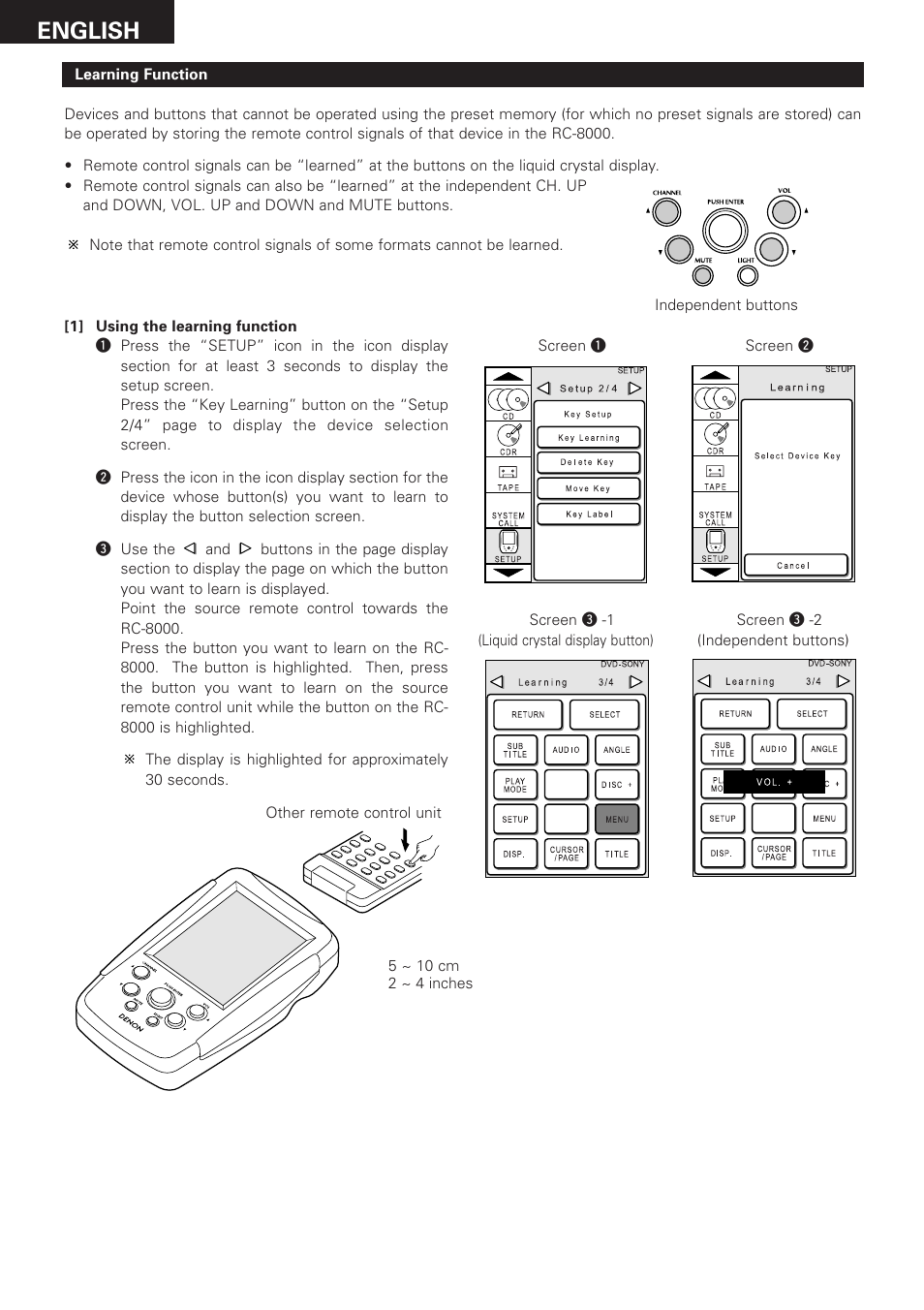 English | Denon RC-8000 User Manual | Page 18 / 39