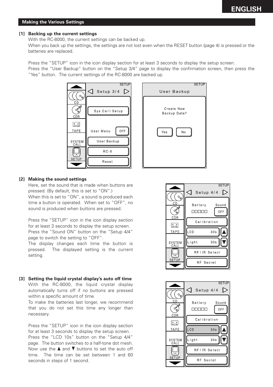 English | Denon RC-8000 User Manual | Page 23 / 39