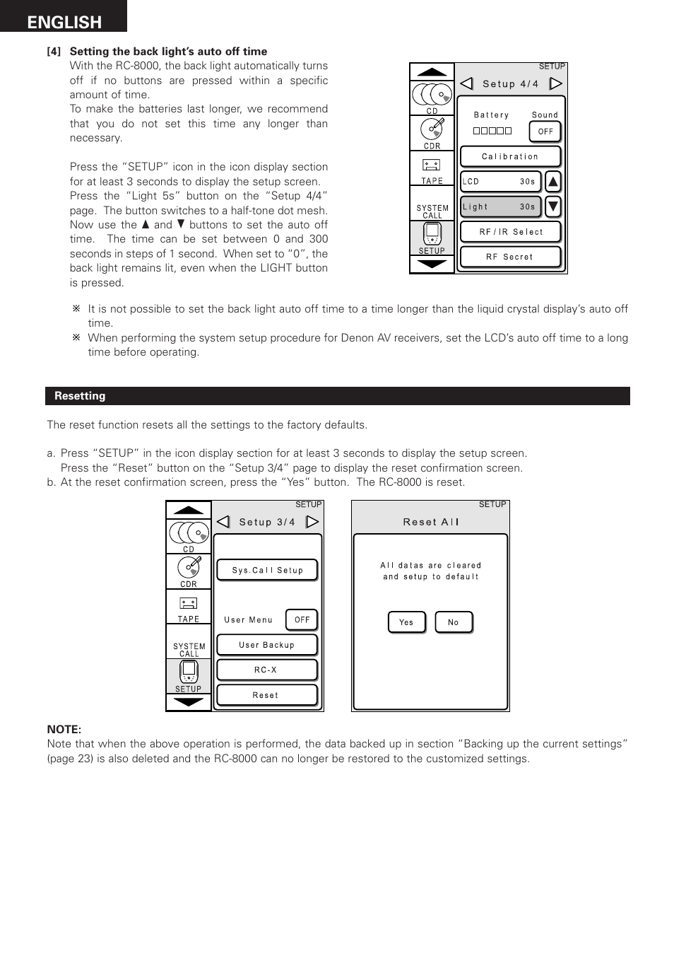 English | Denon RC-8000 User Manual | Page 24 / 39