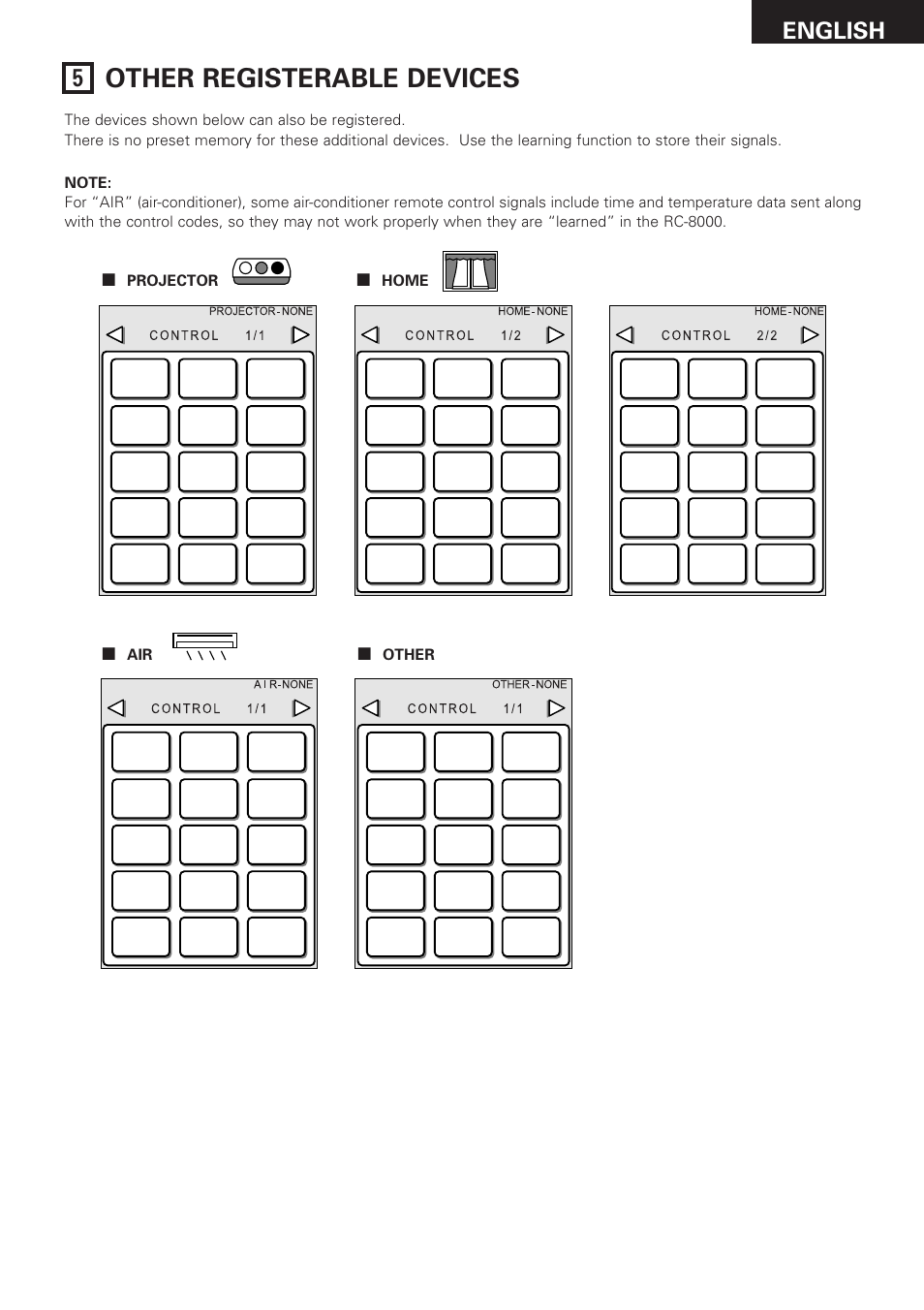Other registerable devices, English | Denon RC-8000 User Manual | Page 25 / 39