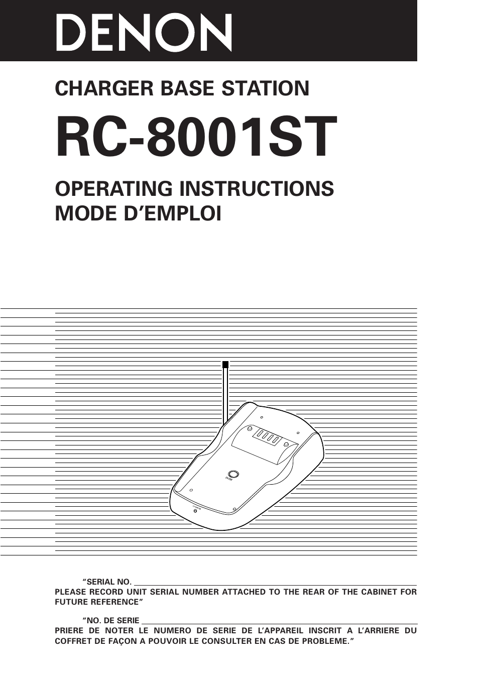 Rc-8001st, Charger base station, Operating instructions mode d’emploi | Denon RC-8000 User Manual | Page 34 / 39