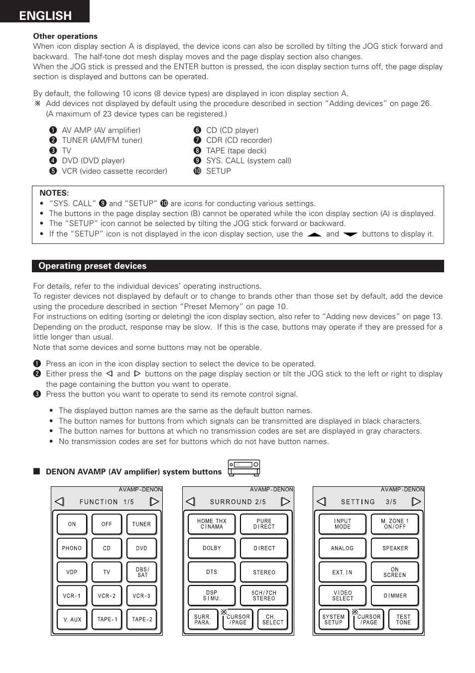 English | Denon RC-8000 User Manual | Page 6 / 39