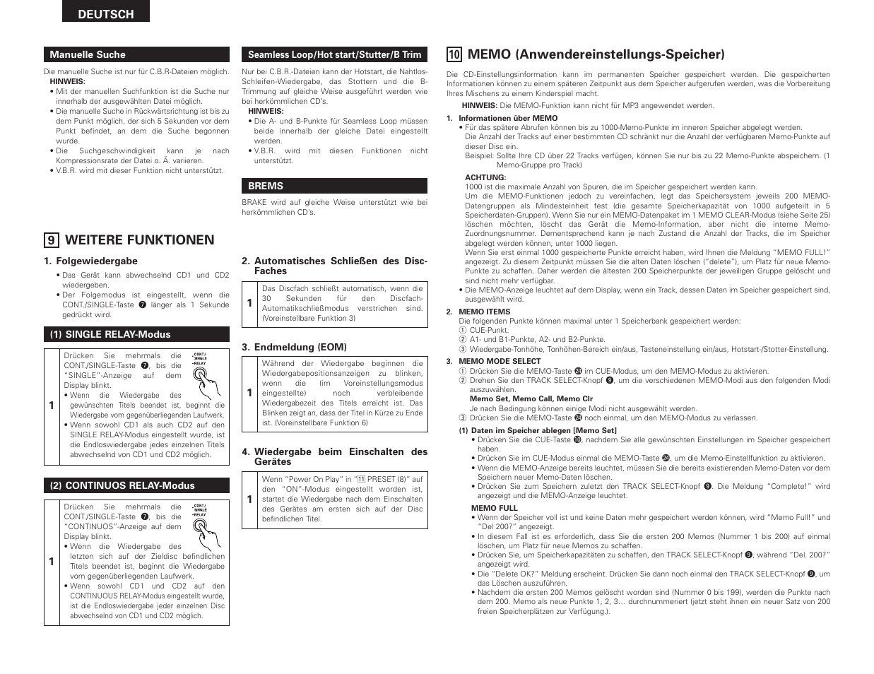 Weitere funktionen | Denon DN-D4500 User Manual | Page 24 / 88