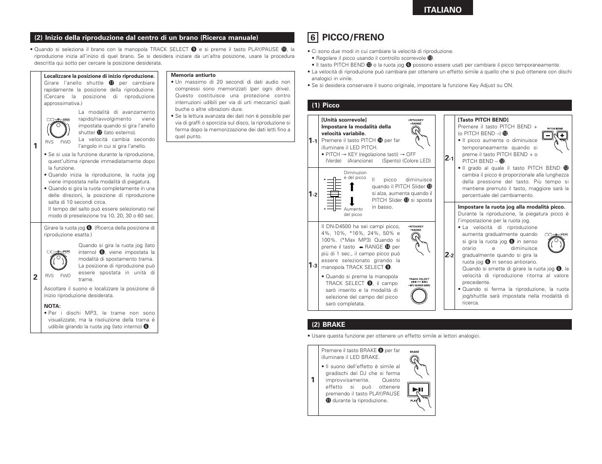 Picco/freno, Italiano | Denon DN-D4500 User Manual | Page 41 / 88