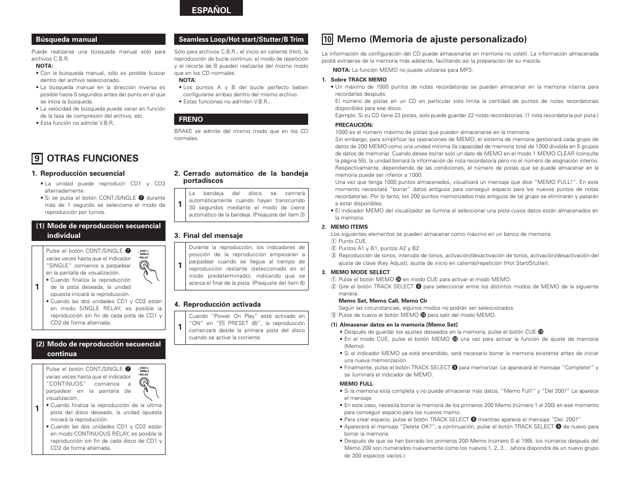 Otras funciones | Denon DN-D4500 User Manual | Page 54 / 88
