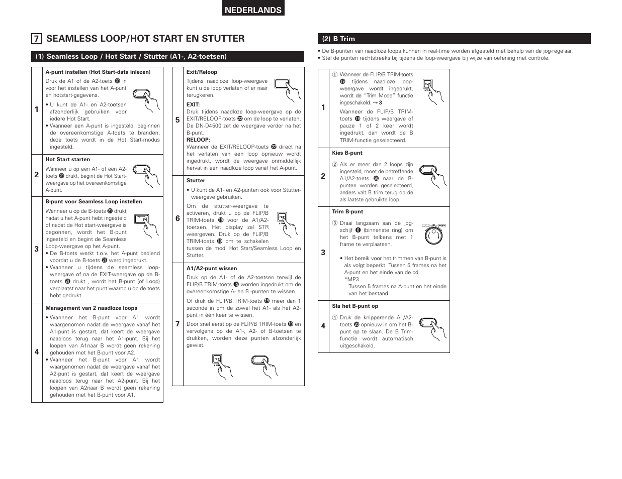 Seamless loop/hot start en stutter, Nederlands | Denon DN-D4500 User Manual | Page 62 / 88