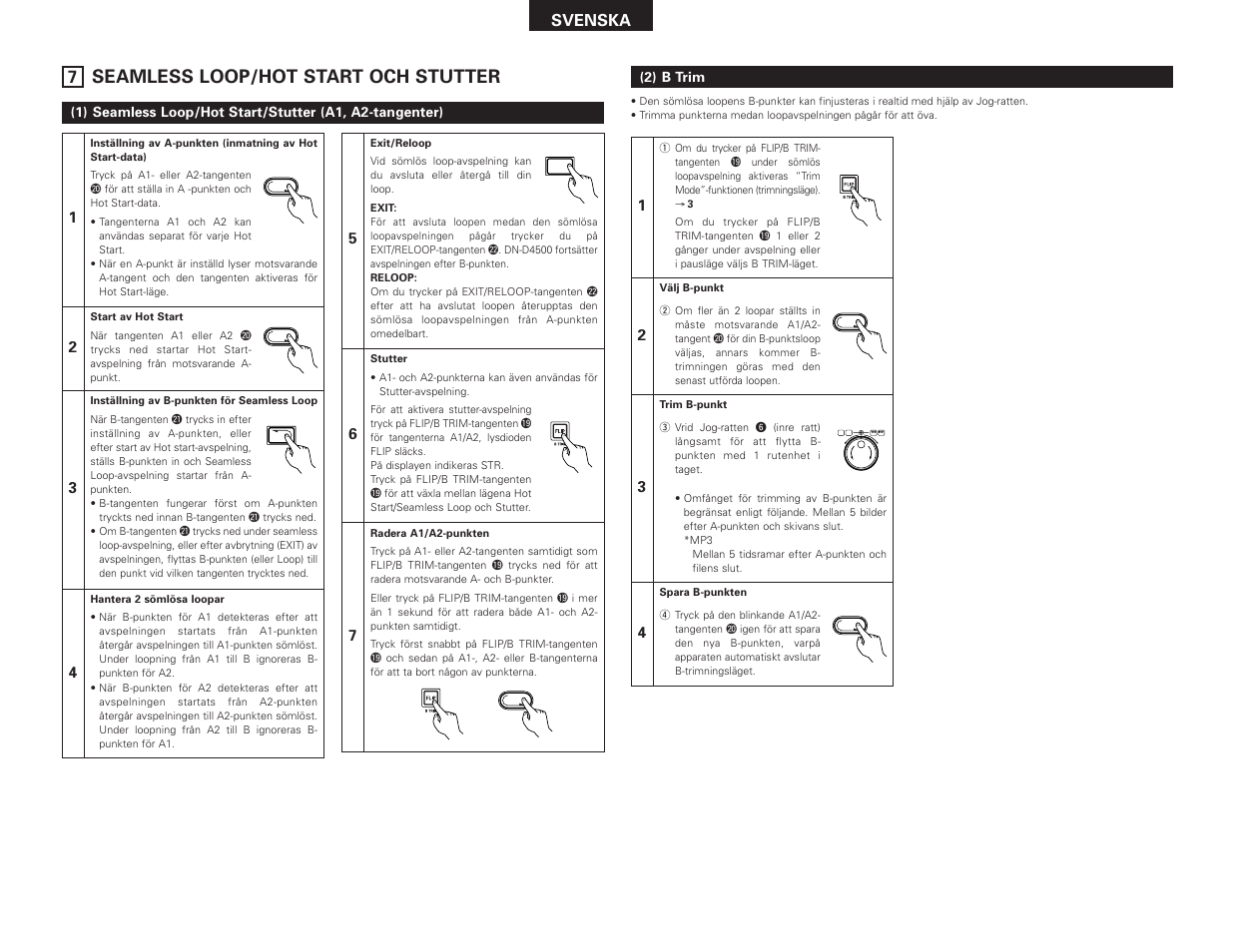 Seamless loop/hot start och stutter, Svenska | Denon DN-D4500 User Manual | Page 72 / 88