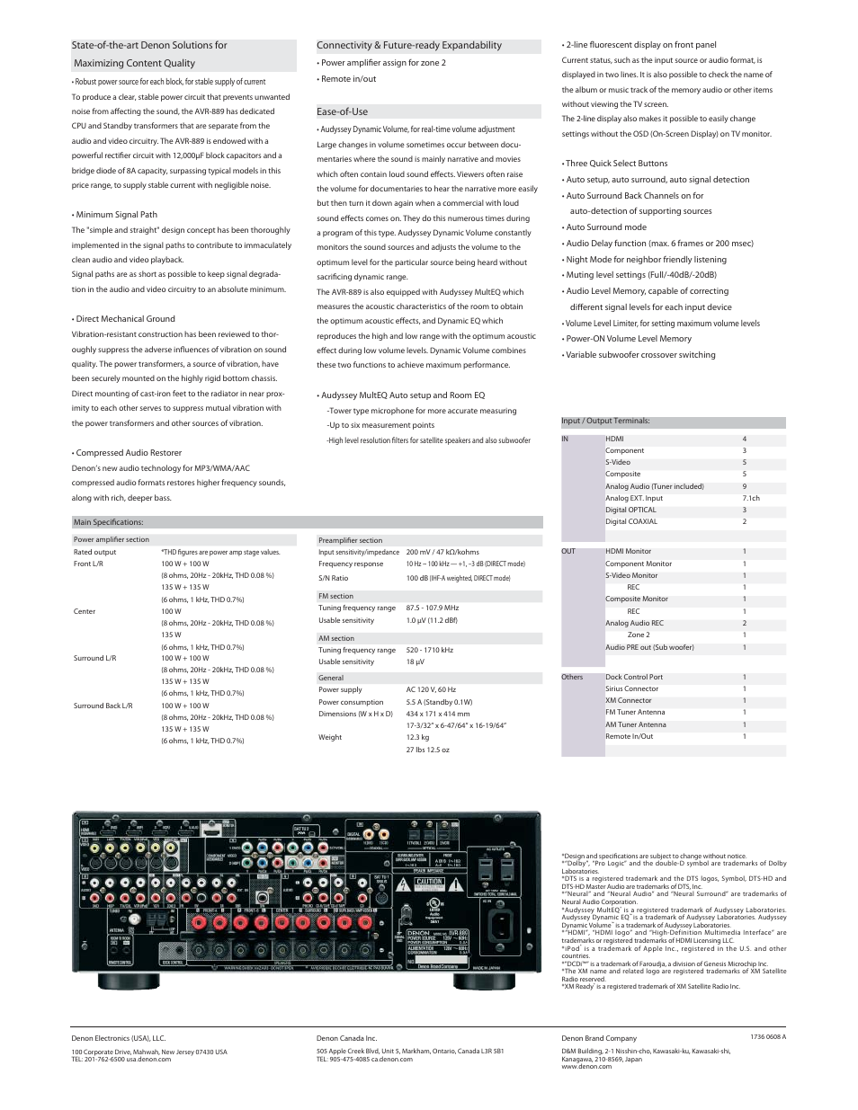 Denon AVR-889 User Manual | Page 2 / 2