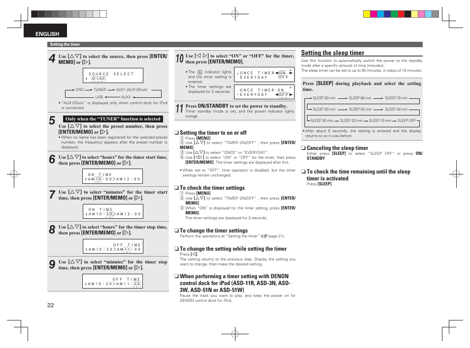 Setting the sleep timer | Denon RCD-M38 User Manual | Page 25 / 37