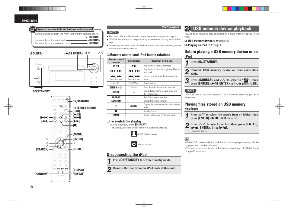 Disconnecting the ipod | Denon RCD-N7 User Manual | Page 22 / 58